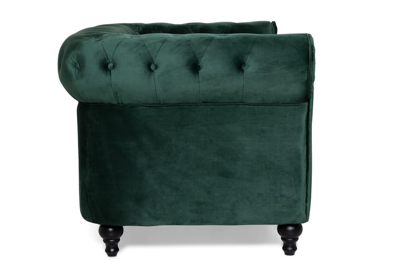Chesterfield Lyx 2-seter Liten fløyelssofa – Dyp sofa 160 cm bred - Mørkegrønn - Møbler - Sofaer - Howard-sofaer