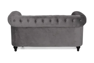 Chesterfield Lyx 2-seter Liten Fløyelssofa – Dyp sofa 160 cm bred - Mørkgrå / Grå - Møbler - Sofaer - Howard-sofaer