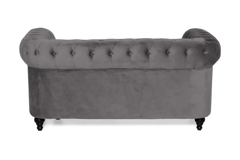 Chesterfield Lyx 2-seter Liten Fløyelssofa – Dyp sofa 160 cm bred - Mørkgrå / Grå - Møbler - Sofaer - Howard-sofaer