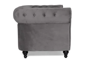 Chesterfield Lyx 2-seter Liten Fløyelssofa – Dyp sofa 160 cm bred - Mørkgrå / Grå - Møbler - Sofaer - Howard-sofaer