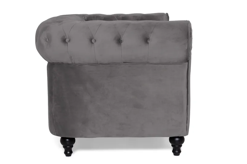 Chesterfield Lyx 2-seter Liten Fløyelssofa – Dyp sofa 160 cm bred - Mørkgrå / Grå - Møbler - Sofaer - Howard-sofaer