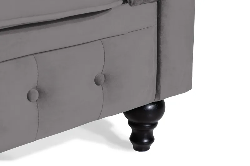 Chesterfield Lyx 2-seter Liten Fløyelssofa – Dyp sofa 160 cm bred - Mørkgrå / Grå - Møbler - Sofaer - Howard-sofaer