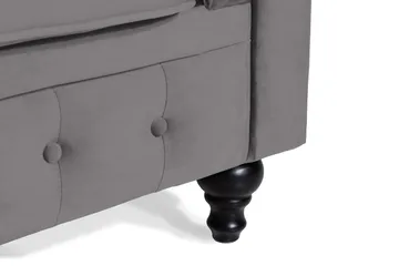 Chesterfield Lyx 2-seter Liten Fløyelssofa – Dyp sofa 160 cm bred - Mørkgrå / Grå - Møbler - Sofaer - Howard-sofaer