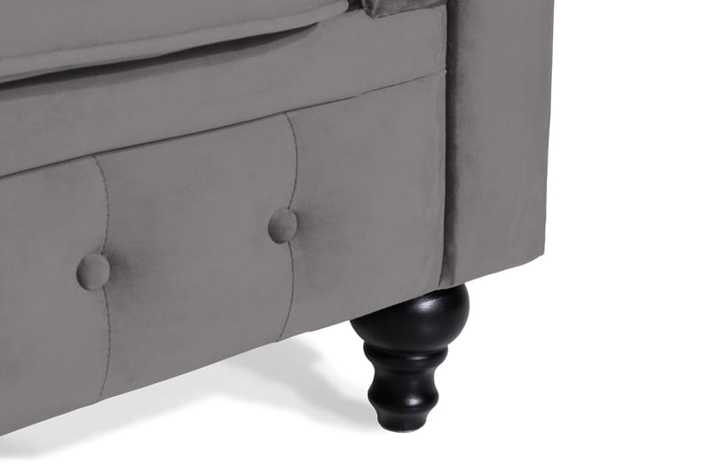 Chesterfield Lyx 2-seter Liten Fløyelssofa – Dyp sofa 160 cm bred - Mørkgrå / Grå - Møbler - Sofaer - Howard-sofaer