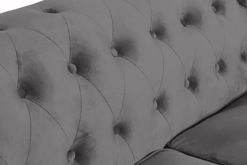 Chesterfield Lyx 2-seter Liten Fløyelssofa – Dyp sofa 160 cm bred - Mørkgrå / Grå - Møbler - Sofaer - Howard-sofaer