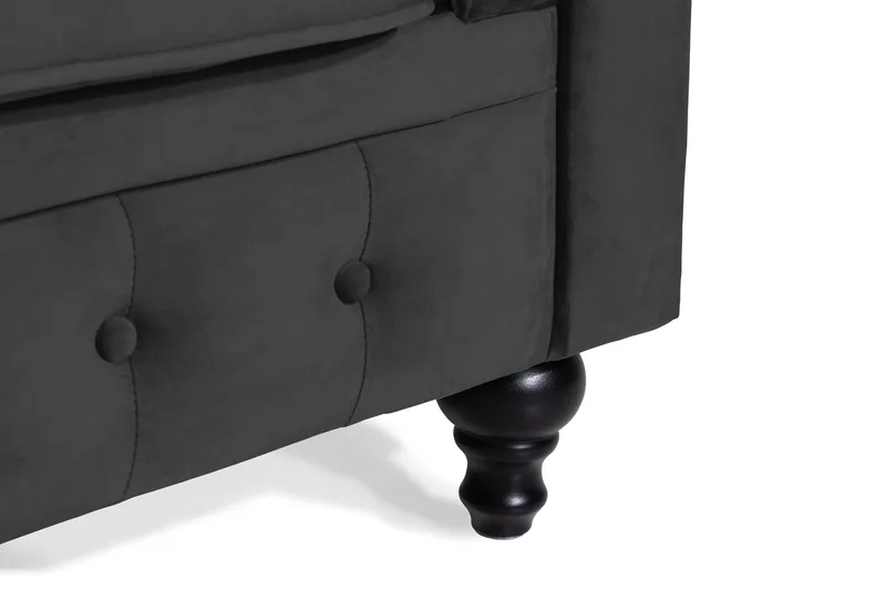 Chesterfield Lyx 2-seter Liten fløyelssofa – Dyp sofa 160 cm bred - Svart - Møbler - Sofaer - Howard-sofaer