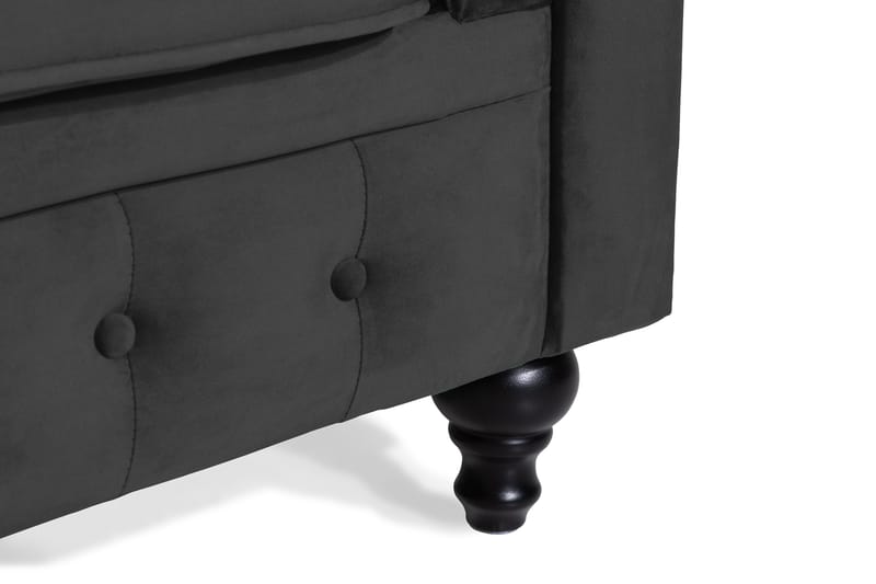 Chesterfield Lyx 2-seter Liten fløyelssofa – Dyp sofa 160 cm bred - Svart - Møbler - Sofaer - Howard-sofaer