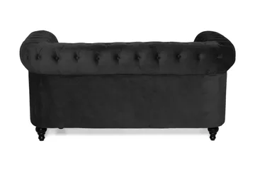 Chesterfield Lyx 2-seter Liten fløyelssofa – Dyp sofa 160 cm bred - Svart - Møbler - Sofaer - Howard-sofaer