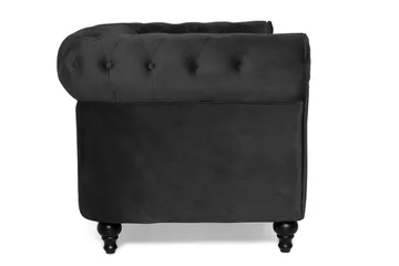 Chesterfield Lyx 2-seter Liten fløyelssofa – Dyp sofa 160 cm bred - Svart - Møbler - Sofaer - Howard-sofaer