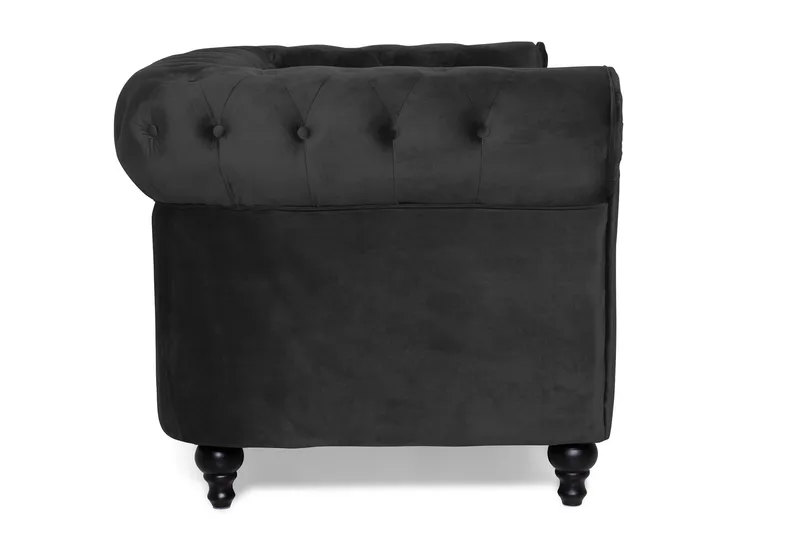 Chesterfield Lyx 2-seter Liten fløyelssofa – Dyp sofa 160 cm bred - Svart - Møbler - Sofaer - Howard-sofaer