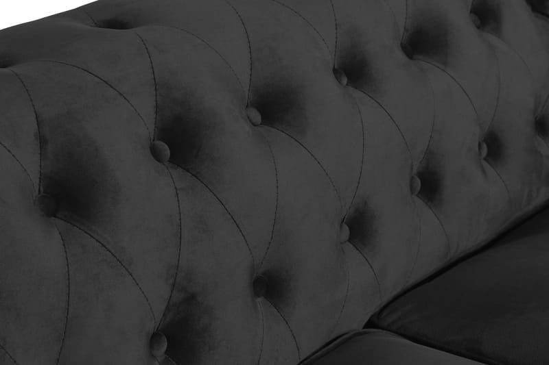 Chesterfield Lyx 2-seter Liten fløyelssofa – Dyp sofa 160 cm bred - Svart - Møbler - Sofaer - Howard-sofaer