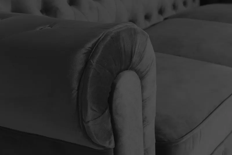 Chesterfield Lyx 3-seter Fløyelssofa – Dyp sofa - Svart - Møbler - Sofaer - Howard-sofaer