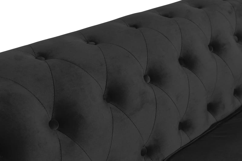 Chesterfield Lyx 3-seter Fløyelssofa – Dyp sofa - Svart - Møbler - Sofaer - Howard-sofaer