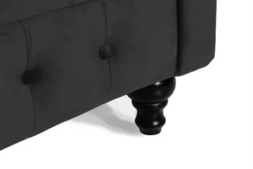 Chesterfield Lyx 3-seter Fløyelssofa – Dyp sofa - Svart - Møbler - Sofaer - Howard-sofaer