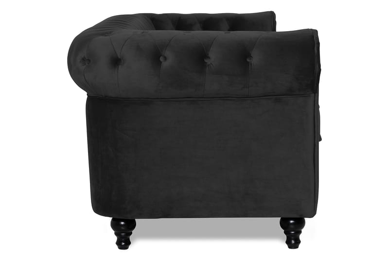 Chesterfield Lyx 3-seter Fløyelssofa – Dyp sofa - Svart - Møbler - Sofaer - Howard-sofaer