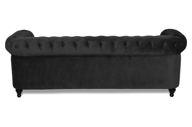 Chesterfield Lyx 3-seter Fløyelssofa – Dyp sofa - Svart - Møbler - Sofaer - Howard-sofaer
