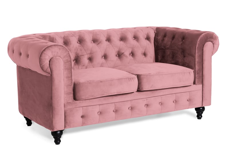 Chesterfield Lyx Fløyelssofa 2-seter - Rostrosa - Møbler - Sofaer - Howard-sofaer