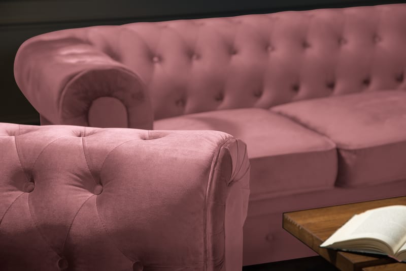 Chesterfield Lyx Fløyelssofa 2-seter - Rostrosa - Møbler - Sofaer - Howard-sofaer