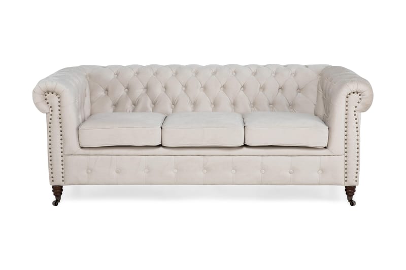 Fløyelssofa Chester Deluxe 3-seter - Beige - Fløyelssofaer - 3 seter sofa - Howard-sofaer - Chesterfield sofaer