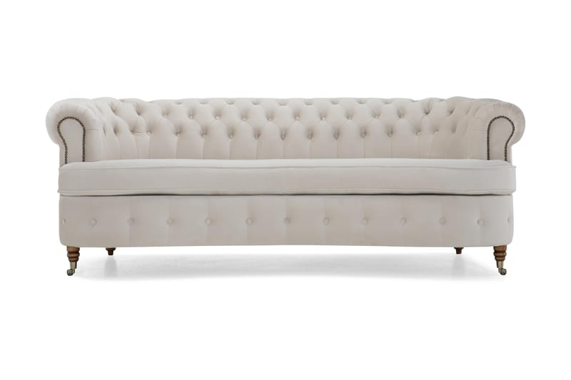 Fløyelssofa Chester Deluxe 3-seter Buet - Beige - Fløyelssofaer - 3 seter sofa - Howard-sofaer - Chesterfield sofaer