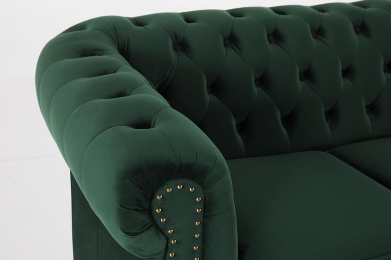 Fløyelssofa Chester Deluxe 3-seter - Mørkgrønn - 3 seter sofa - Fløyelssofaer - Howard-sofaer - Chesterfield sofaer