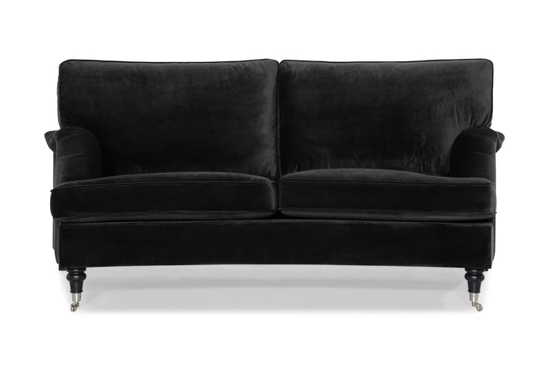 Fløyelssofa Oxford Classic 2-seter Buet - Svart - Howard-sofaer - Fløyelssofaer - 2 seter sofa