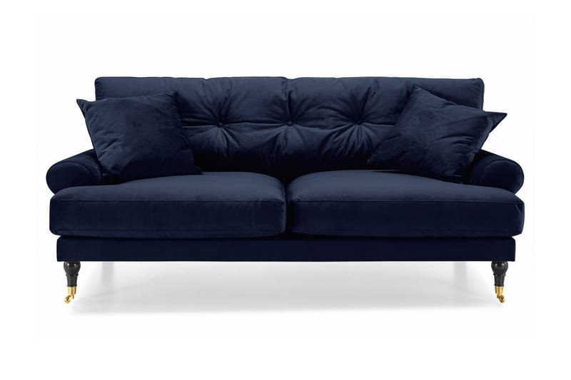 Fløyelssofa Webber 2-seter - Midnattsblå|Messing - Fløyelssofaer - 2 seter sofa - Howard-sofaer