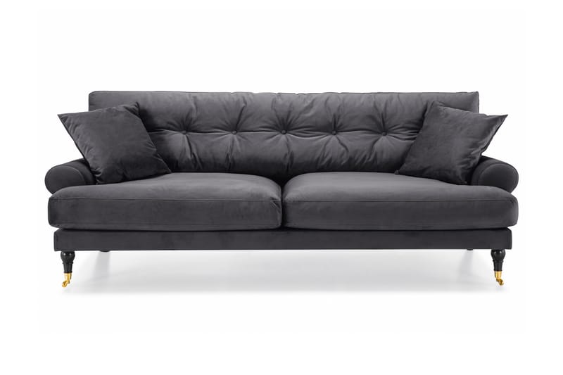 Fløyelssofa Webber 3-seter - Mørkgrå|Messing - Fløyelssofaer - Howard-sofaer - 3 seter sofa