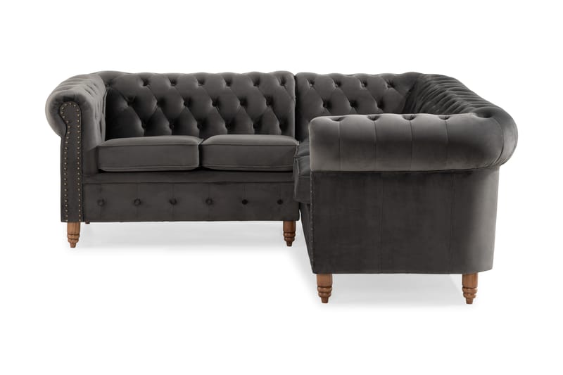 Hjørnesofa Chester Deluxe - Grå - 4 seter sofa - Chesterfield sofaer - Howard-sofaer