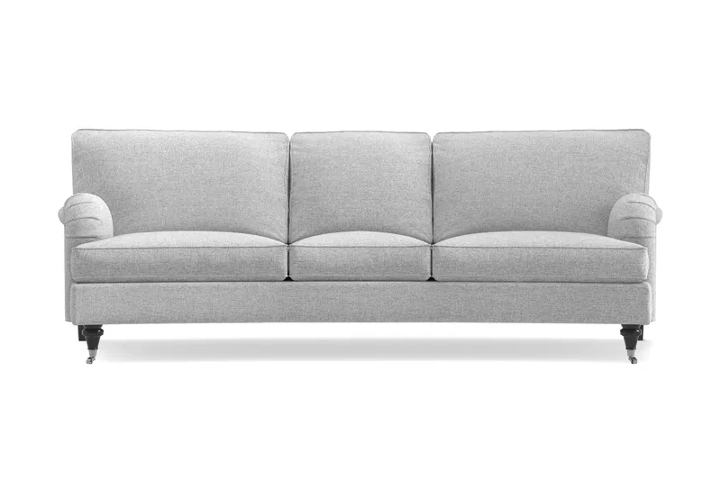 Howard Classic 3-seters Svunget Stoffsofa, Grå