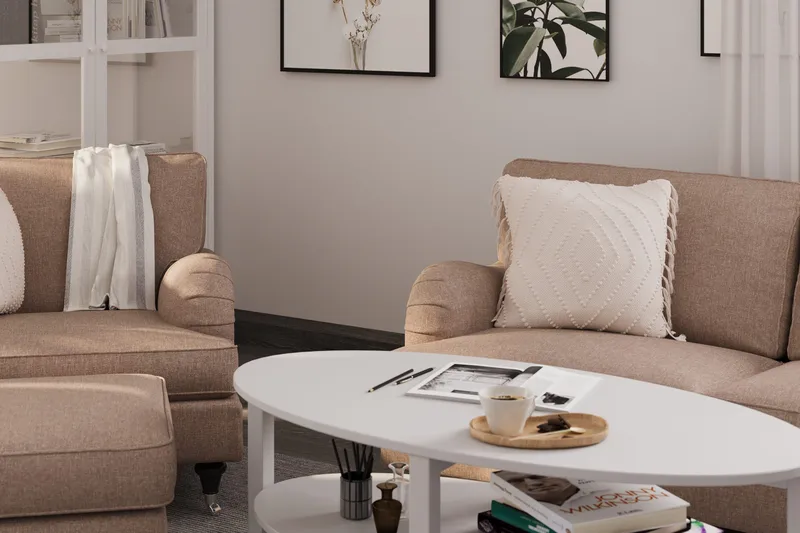 Howard Classic 3-seters Svunget Stoffsofa - Mørk beige - Møbler - Sofaer - Howard-sofaer