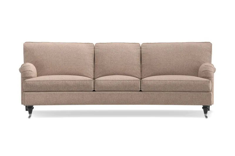 Howard Classic 3-seters Svunget Stoffsofa, Mørk beige
