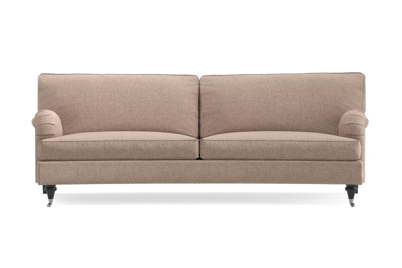 Howard Classic 3-seters Svunget Stoffsofa, Mørk beige
