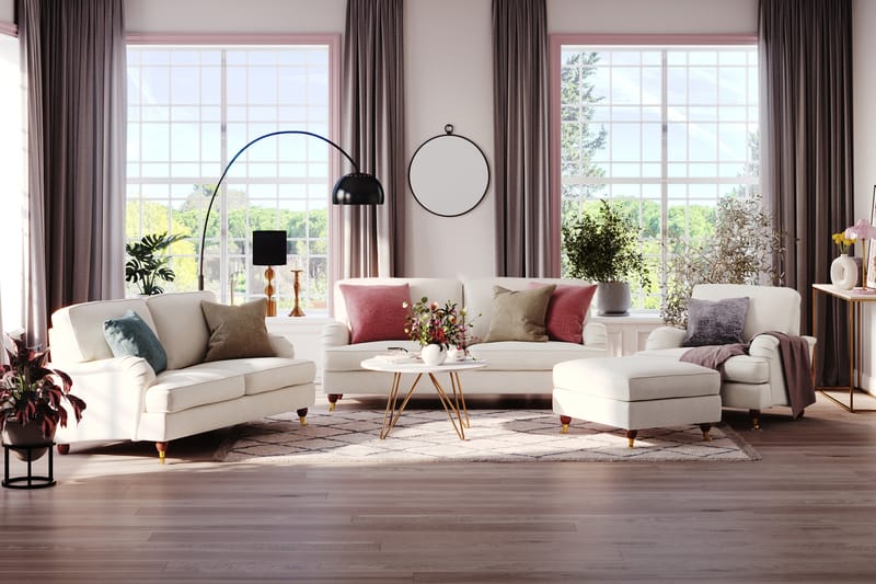 Howard Lyx 2-seters Fløyelssofa - Kremhvit - Møbler - Sofaer - Howard-sofaer