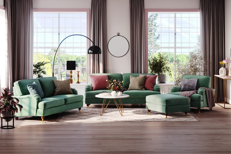 Howard Lyx 3-seters Fløyelssofa - Mørk grønn - Møbler - Sofaer - Howard-sofaer
