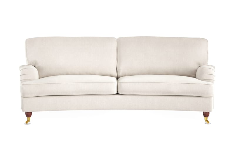 Howard Lyx 3-seters Svunget Fløyelssofa, Kremhvit