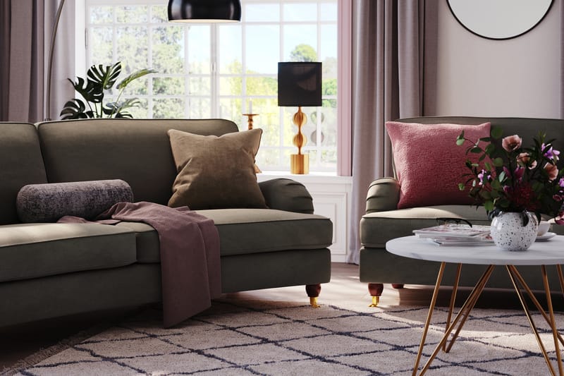 Howard Lyx 3-seters Svunget Manchestersofa - Mørk grå - Møbler - Sofaer - Howard-sofaer