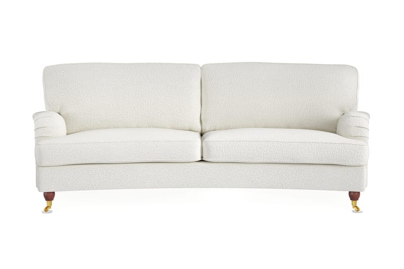Howard Lyx 3-seters Svunget Sofa i Bouclé, Hvit