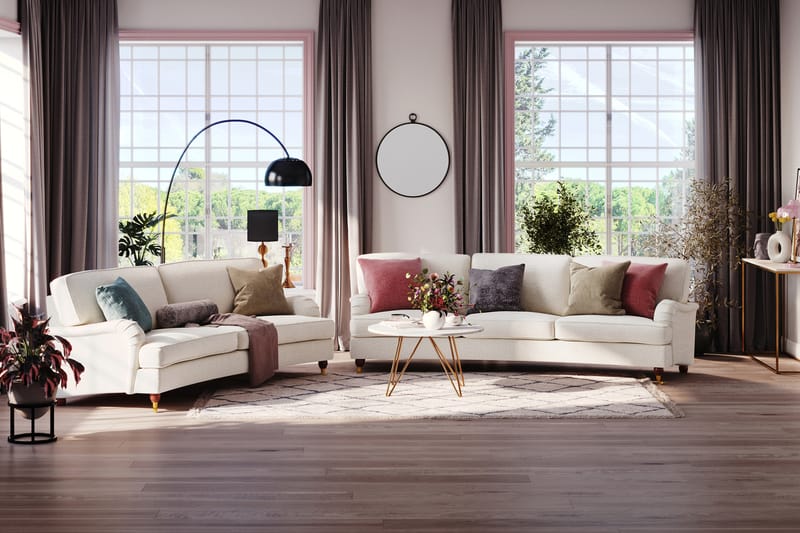 Howard Lyx 3-seters Svunget Sofa i Bouclé - Hvit - Møbler - Sofaer - Howard-sofaer