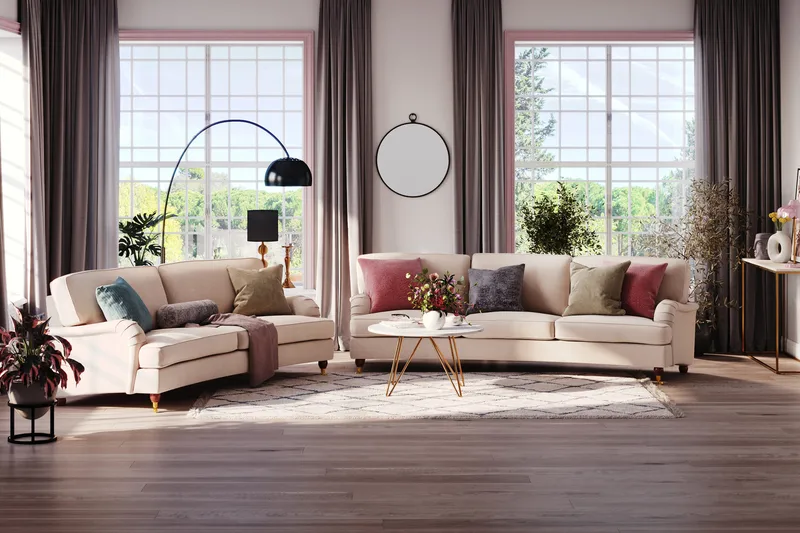 Howard Lyx 3-seters Svunget Stoffsofa - Beige - Møbler - Sofaer - Howard-sofaer