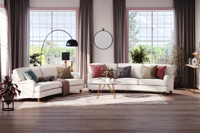 Howard Lyx 3-seters Svunget Stoffsofa - Hvit - Møbler - Sofaer - Howard-sofaer