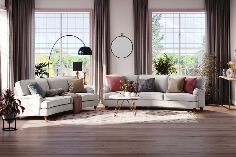 Howard Lyx 3-seters Svunget Stoffsofa - Lys grå - Møbler - Sofaer - Howard-sofaer