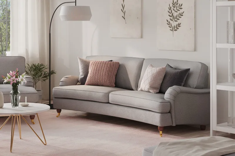 Howard Lyx 3-seters Svunget Stoffsofa - Lys grå - Møbler - Sofaer - Howard-sofaer