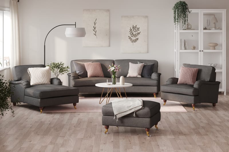 Howard Lyx 3-seters Svunget Stoffsofa - Mørk grå - Møbler - Sofaer - Howard-sofaer
