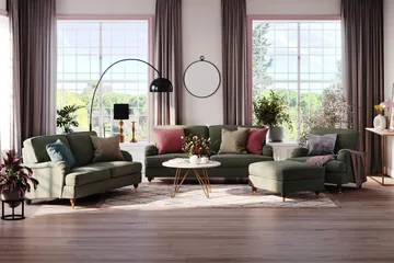 Howard Lyx 4-seters Manchestersofa - Mørk grønn - Møbler - Sofaer - Howard-sofaer