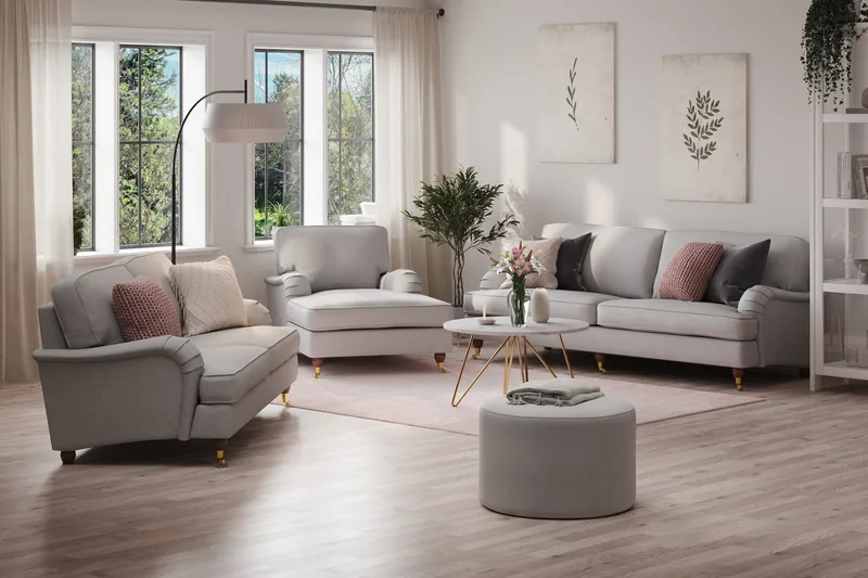 Howard Lyx 4-seters Stoffsofa - Lys grå - Møbler - Sofaer - Howard-sofaer