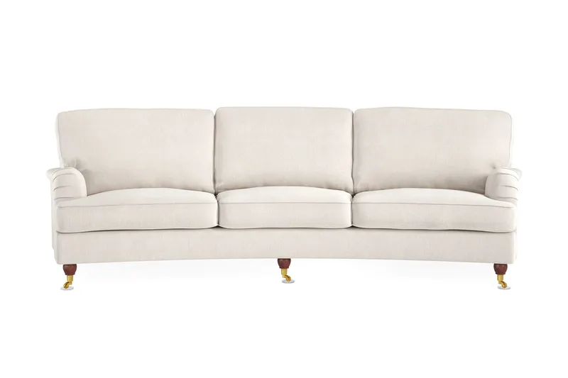 Howard Lyx 4-seters Svunget Fløyelssofa, Kremhvit