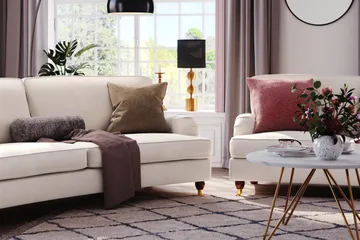 Howard Lyx 4-seters Svunget Fløyelssofa - Kremhvit - Møbler - Sofaer - Howard-sofaer