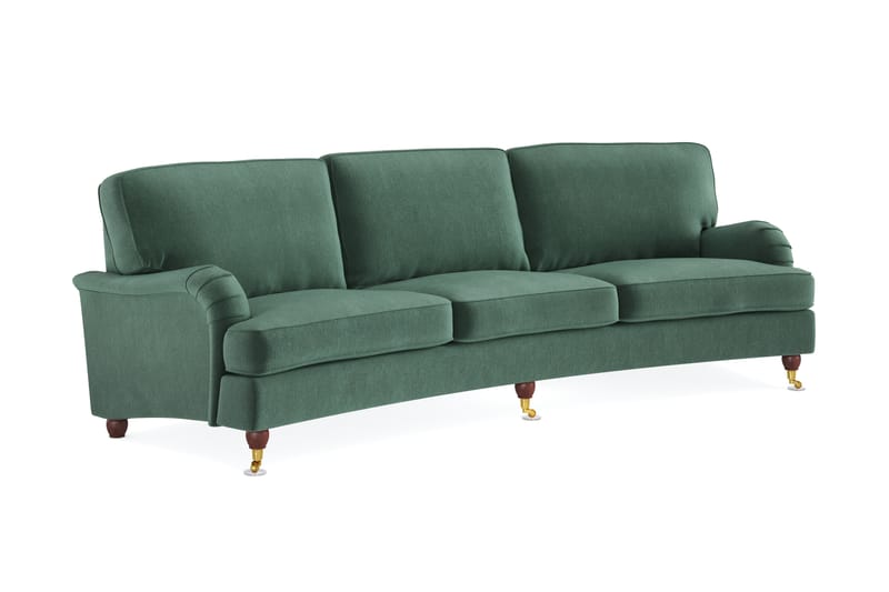 Howard Lyx 4-seters Svunget Fløyelssofa - Mørk grønn - Møbler - Sofaer - Howard-sofaer
