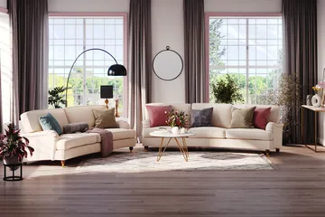 Howard Lyx 4-seters Svunget Manchestersofa - Beige - Møbler - Sofaer - Howard-sofaer